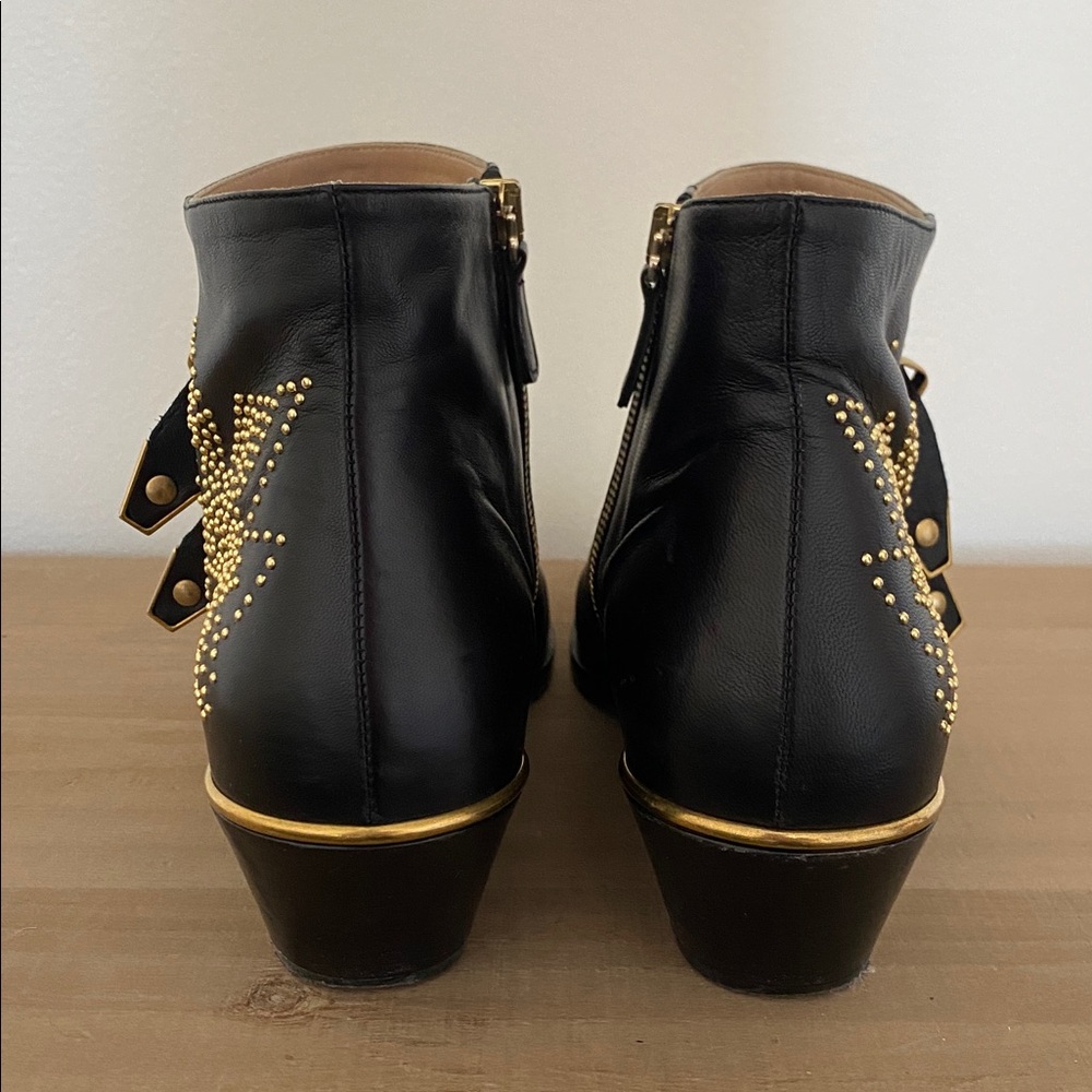 CHLOE SUSANNA Black and Gold Studded Leather Ankle Boots - Picture 4 of 6
